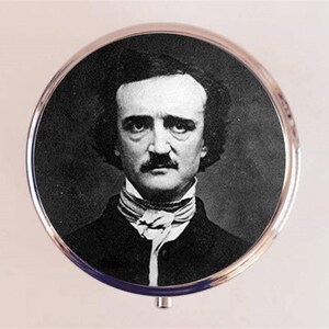 Edgar Allan Poe Pill Box Case Pillbox Holder Trinket Box Goth Literary Author Gift for English Major