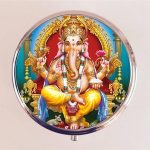 Ganesha Elephant Hindu Pill Box Case Pillbox Holder Trinket Box Ganesh Hinduism Indian Spiritual