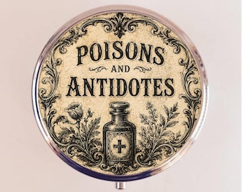 Poisons and Antidotes Pill Box Case Pillbox Holder Victorian Drugstore Apothecary