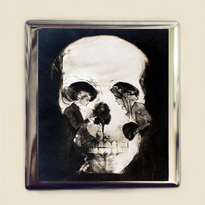 Skull Optical Illusion Cigarette Case Business Card ID Holder Wallet Metamorphic Dark Art Goth Women Victorian