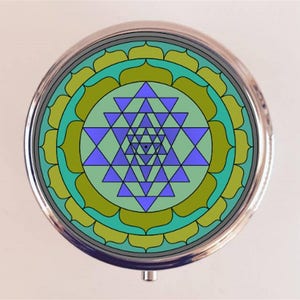 Sri Yantra Pill Box Case Pillbox Holder Trinket Box Hinduism Hindu Symbol Mystical New Age Sacred Geometry