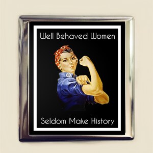 Gut erzogene Frauen machen selten Geschichte Zigarettenetui Visitenkarte Ausweishalter Brieftasche Rosie the Riveter Feminist Feminismus Girl Power
