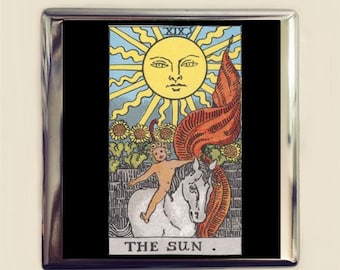 The Sun Tarot Card Cigarette Case Business Card ID Holder Wallet Divination