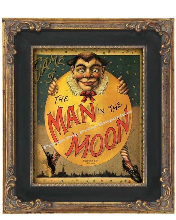 Vintage Clip Art Man In The Moon Crescent Man Moon