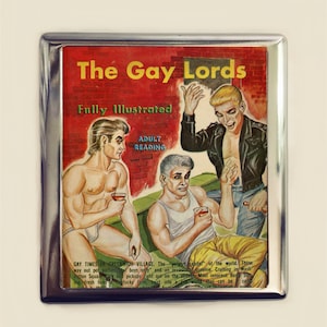 Gay Pulp Cigarette Case Business Card ID Holder Wallet The Gay Lords Retro Sex Book 1960&#39;s Kitsch Campy LGBT
