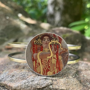 Gustav Klimt Snake Woman Bronze Cuff Bracelet | Mystical Jewelry | Art Deco Nouveau Inspired | Fine Art