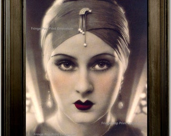 Art Deco Flapper Art Print 8 x 10 - Great Gatsby Era - 1920s Jazz Age Roaring 20s Pin Up Glamourous Fashion Model Striking Portrait