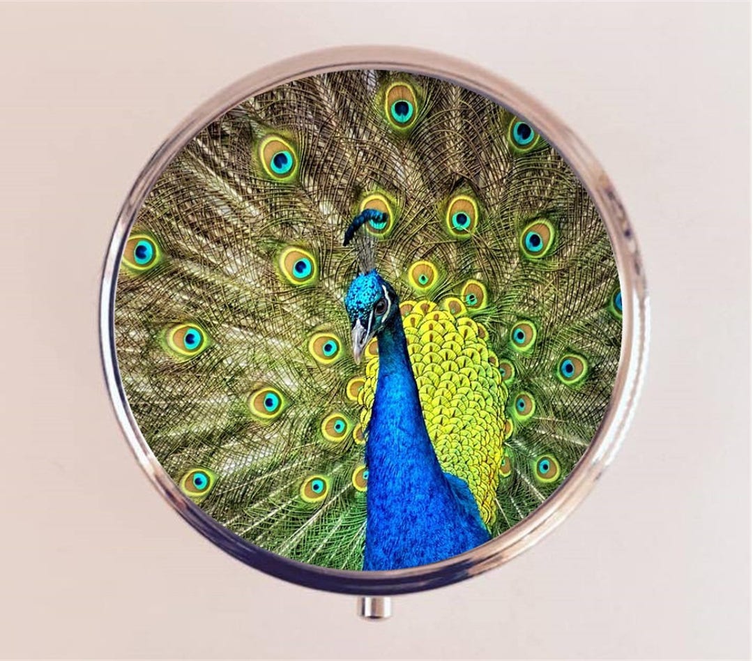 Peacock Bird Pill Box Case Pillbox Holder Trinket Feathers Birds Etsy
