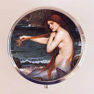 Mermaid Pill Box Case Pillbox Holder Trinket John William Waterhouse Nautical Siren