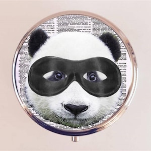 Super Hero Panda Pill Box Case Pillbox Holder Trinket Box Anthropomorphic Animal Pop Art Kitsch