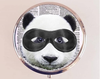 Superhéroe Panda Pastillero Caja Pastillero Titular Caja Antropomórfica Animal Pop Art Kitsch