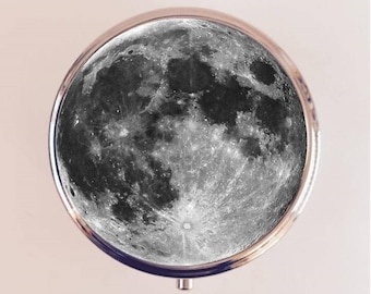 Moon Pill Box Case Pillbox Holder Trinket Stash Box Full Moon