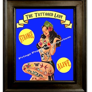 Tattooed Lady Pin Up Tattoo Art Print 8 x 10 Art Sideshow Freakshow