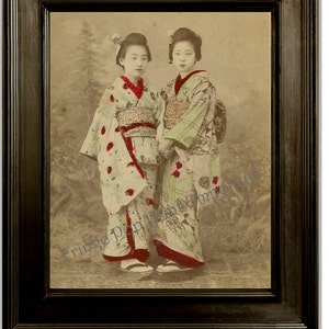 Japanese Geisha Art Print 8 x 10 - Two Geishas from Antique Photo - Victorian - Tinted - Women