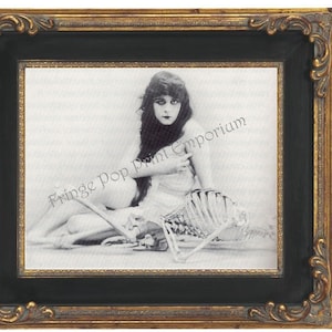 Art Nouveau Art Deco Flapper  Art Print 8 x 10 - With Skeleton Goth Horror