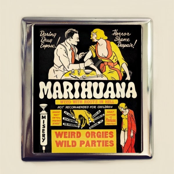 Marijuana Marihuana Cigarette Case Business Card ID Holder Wallet Cannabis Pot Weed Stoner Smoking Stoned B-Movie Retro