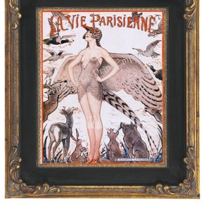 Art Nouveau Art Deco La Parisienne Art Print 8 x 10 - French Bird Woman Flapper - Woodland Creatures