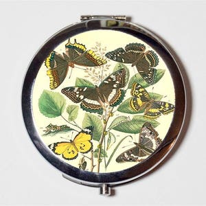 Butterfly Compact Mirror - Butterflies Whimsical Insect - Make Up Pocket Mirror for Cosmetics