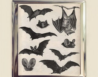 Victorian Bat Cigarette Case Business Card ID Holder Wallet Bats Goth Gothic Dark Art Vampire