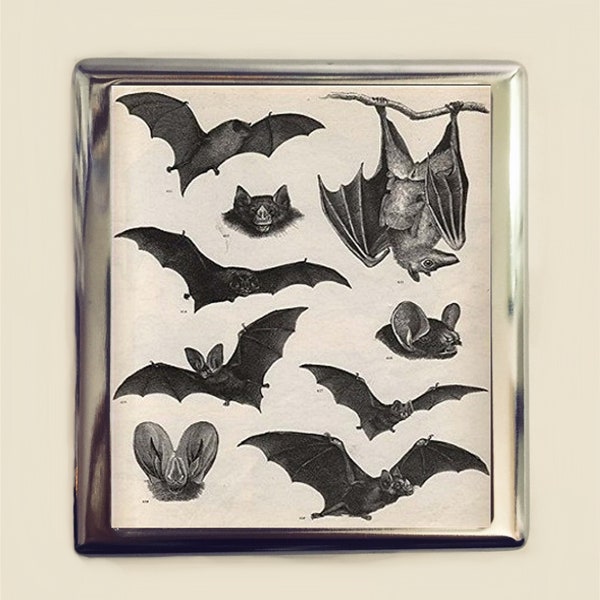 Victorian Bat Cigarette Case Business Card ID Holder Wallet Bats Goth Gothic Dark Art Vampire