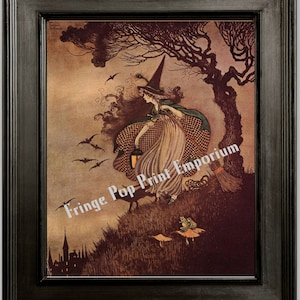 Art Nouveau Halloween Witch Art Print 8 x 10 - by Gnarly Tree