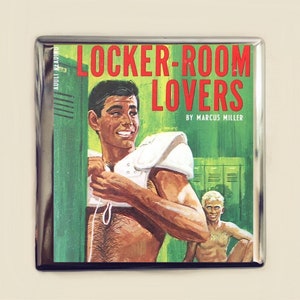 Gay Pulp Fiction Cigarette Case Business Card ID Holder Wallet Locker Room Lovers Retro Sexy Book 1960&#39;s Kitsch Campy LGBTQ