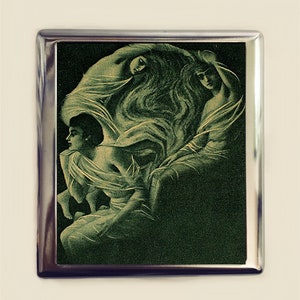 Skull Optical Illusion Cigarette Case Business Card ID Holder Wallet Metamorphic Dark Art Goth Victorian