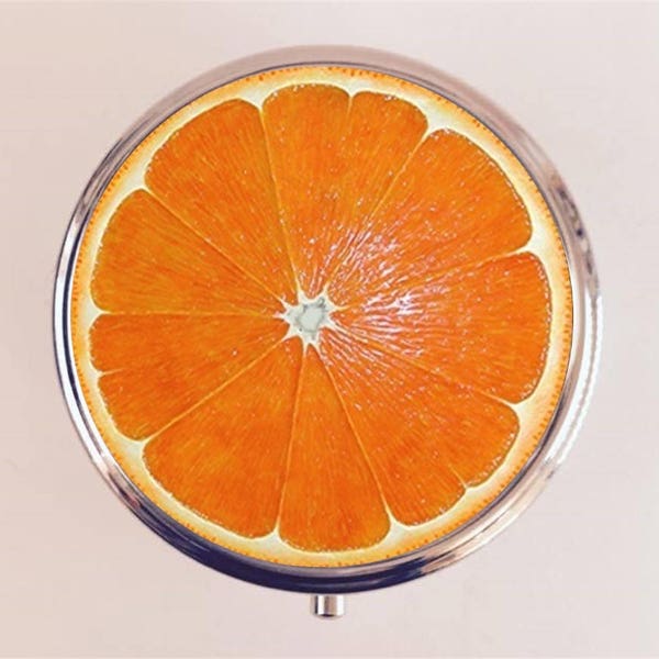 Orange Slice Pill Box Case Pillbox Holder Trinket Box Pop Art Fruit