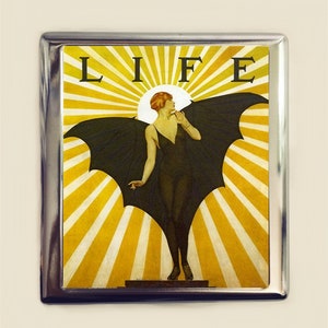 Art Deco Bat Lady Cigarette Case Business Card ID Holder Wallet Flapper 1920s Jazz Age Roaring 20s Goth Dark Art