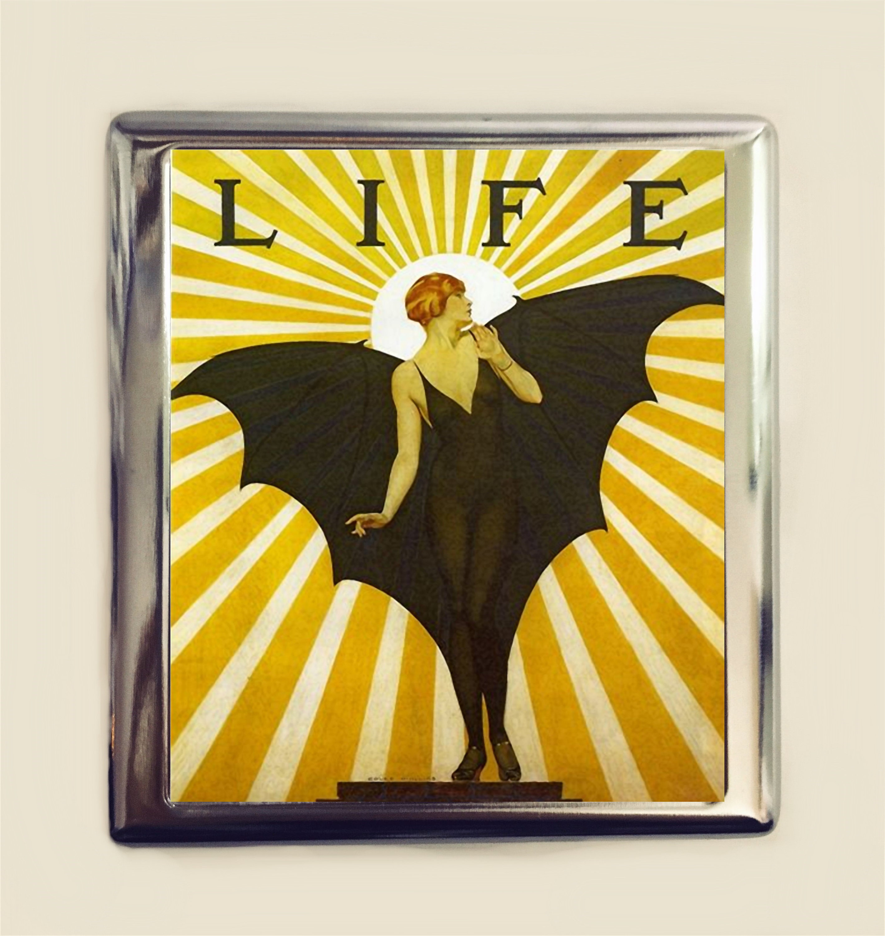 Art Deco Bat Lady Cigarette Case Business Card ID Holder Wallet