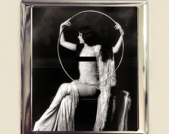 Flapper Hoop Cigarette Case Business Card ID Holder Wallet Art Deco Follies 1920s Jazz Age Burlesque Glam Mature