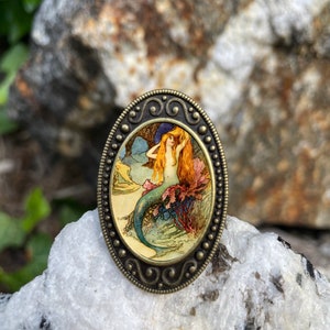 Goble Mermaid Antiqued Bronze Adjustable Ring Fairy Tale Fairytale Brass