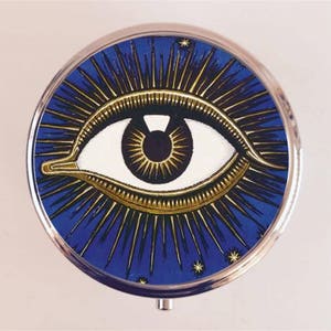 All Seeing Eye Pill Box Case Pillbox Holder Trinket Occult Franz Von Stuck Illuminati