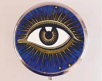 All Seeing Eye Pill Box Case Pillbox Holder Trinket Occult Franz Von Stuck Illuminati