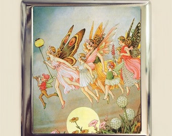 Fairytale Fairies Cigarette Case Business Card ID Holder Wallet Fairy Tale Storybook Edwardian Fantasy Whimsical