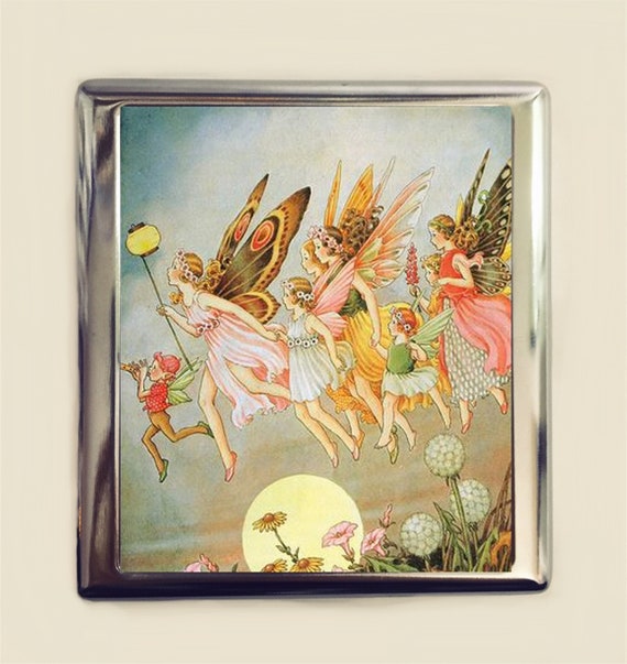 Fairytale Fairies Cigarette Case Business Card ID Holder Wallet Fairy Tale  Storybook Edwardian Fantasy Whimsical