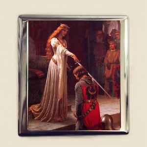 Guinevere and Lancelot Cigarette Case Business Card ID Holder Wallet Arthurian Legend King Arthur Myth Camelot