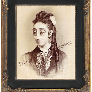 Victorian Woman Art Print 8 x 10 - Odd Bug Eyed Oddity - Altered Art - Alien - Pop Surrealism - Lowbrow