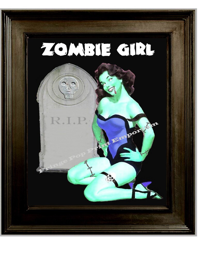 Zombie Girl Pin up Art Print 8 X 10 Pinup Goth Horror Etsy
