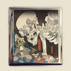 Skeleton Japanese Woodblock Cigarette Case Business Card ID Holder Wallet Horror Dark Art Japan Asian Art