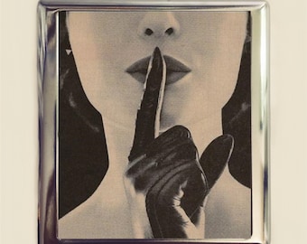 Whisper Cigarette Case Business Card ID Holder Wallet Retro Glam 1950's Woman