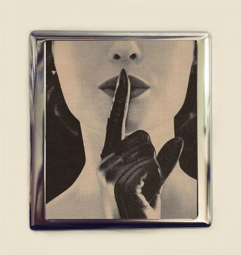 Whisper Cigarette Case Business Card ID Holder Wallet Retro Glam 1950's Woman image 1