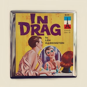 Gay Drag Queen Pulp Fiction Cigarette Case Business Card ID Holder Wallet In Drag Retro Sexy Book 1960&#39;s Kitsch Campy LGBTQ