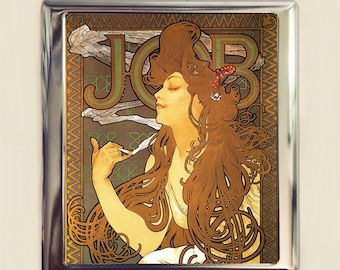 Alphonse Mucha Job Cigarette Case Business Card ID Holder Art Nouveau Art Deco Art Flapper Edwardian Boho Bohemian