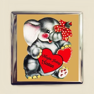 Vielleicht Heute Satan Elefant Zigarettenetui Visitenkarte Ausweis Halter Brieftasche Süß Kawaii Retro Tier Snarky Lustig