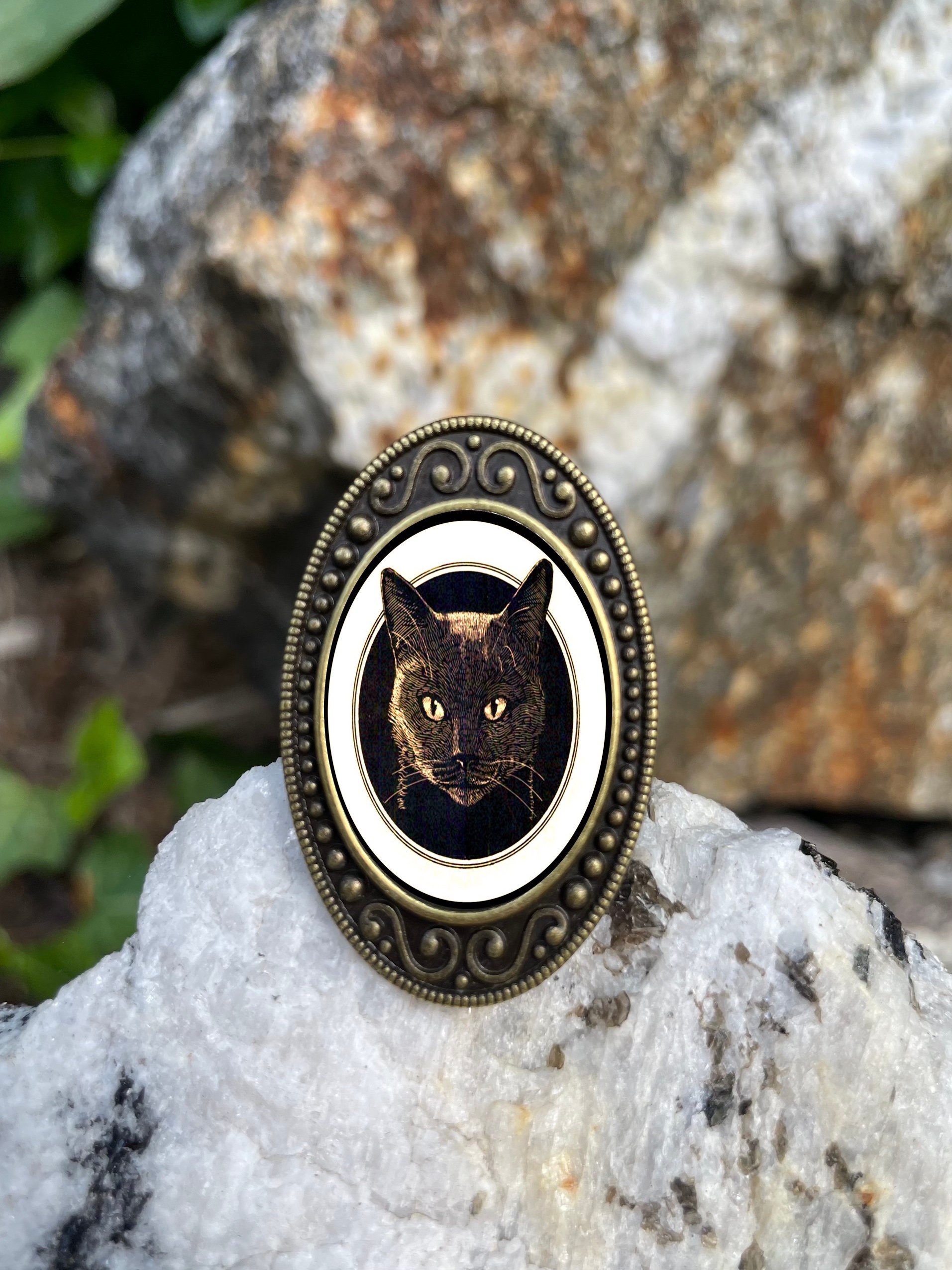 Black Cat Antiqued Bronze Adjustable Ring Brass - Etsy