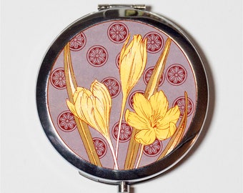 アールヌーボーフラワーヴィンテージコンパクトミラー*ポケットミラー