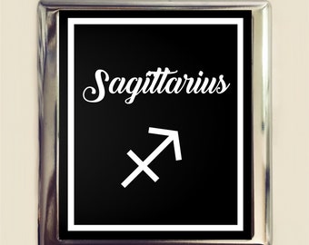 Sagittarius Zodiac Sign Cigarette Case Business Card ID Holder Wallet Astrology Astrological New Age Spirituality