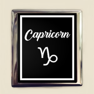 Capricorne signe du zodiaque étui à cigarettes porte-cartes de visite porte-monnaie astrologie astrologique New Age spiritualité