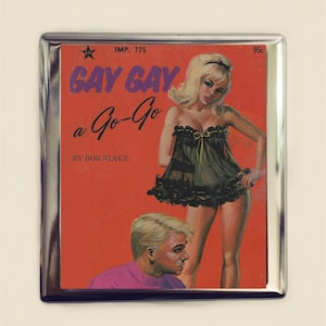 Lesbian Gay Pulp Cigarette Case Business Card ID Holder Wallet Gay Gay A Go Go Retro Sex Book LGBT Kitsch Campy 1960&#39;s